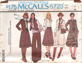 1970's McCall's Blouse with Full Sleeves, Button Up Vest, Unlined Jacket and Flared Skirt with Yoke pattern - Bust 31-36" - No. 5723