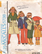 1970's McCall's Child's Coat or Jacket, Shirt, and Pants or Culottes Pattern - Size 4-10 - No. 5738