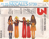 1970's McCall's Child's Top, Vest, A line Skirt, and Pants Pattern - Size 7-14.5 - No. 5739