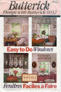 1990's Butterick Valance, Curtains, Tie Backs and Window Shade Pattern - UC/FF - No. 6032