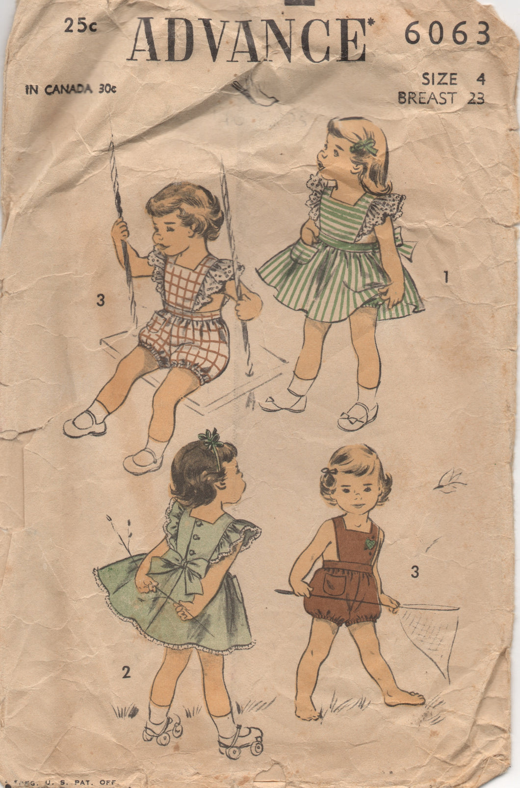 1950's Advance Child's Pinafore and Sunsuit pattern - Chest 23