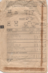1950's Advance Child's Pinafore and Sunsuit pattern - Chest 23" - No. 6063