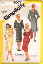1980's Simplicity Double Breasted Dress Pattern with Long or Short Sleeves - Bust 31.5-32.5" - No. 6077