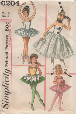 1950's Simplicity Girl's Ballet Costume with Hat and Ruff - Age 6 - UC/FF - No. 6204