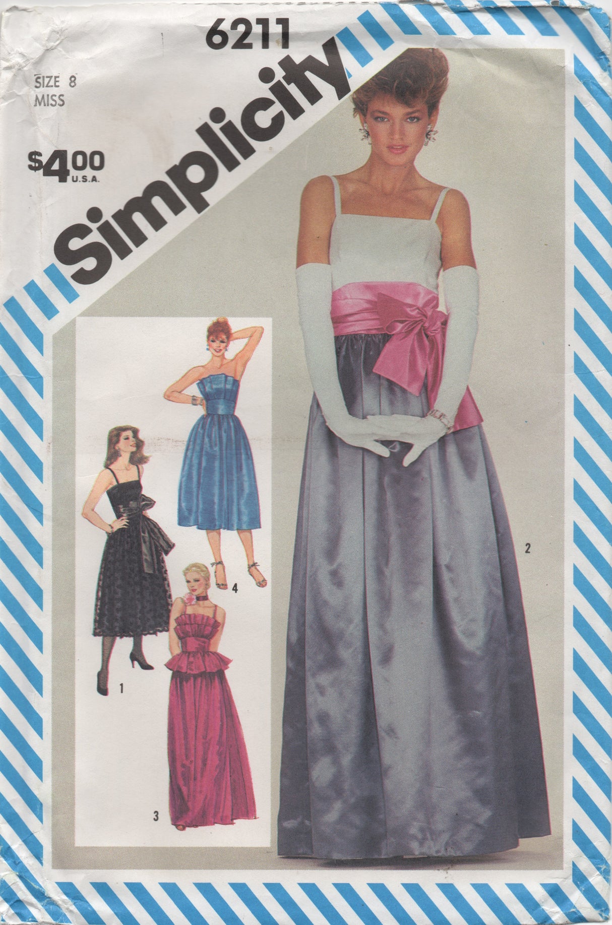 1980's Simplicity Pleated Evening Dress Pattern - Bust 31.5" - No. 6211