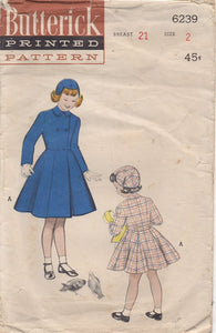 1950’s Butterick Child's Fitted Coat and Hat - Chest: 21" - No. 6239