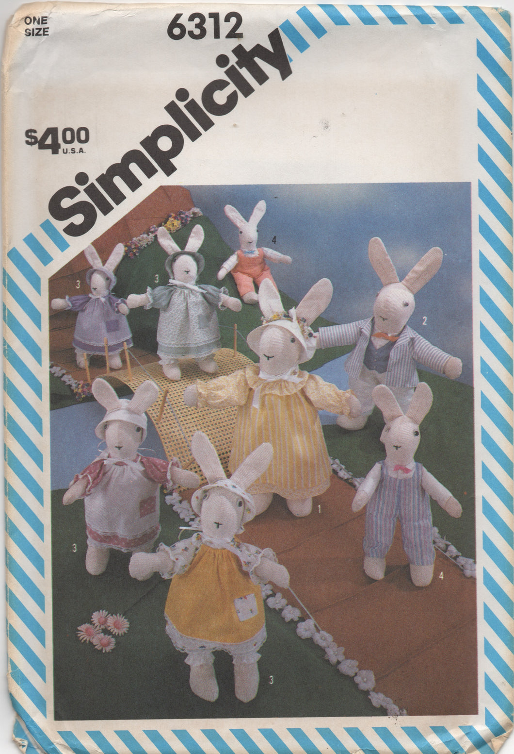 1980's Simplicity Easter Bunnies and Wardrobe - Two Sizes - No. 6312