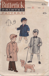 1950's Butterick Boy's Coat and Hat Pattern - 2 years - No. 6321