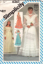 1980's Simplicity GUNNE SAX Prairie Dress or Wedding Dress with High Neckline or Off the Shoulder - Bust 34" - UC/FF - No. 6361