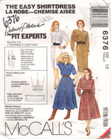 1990's McCall's Button Up Fit and Flare Dress with Gathered or Straight Skirt pattern - Bust 34" - No. 6376