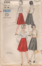 1960's Vogue Pleated Skirt in Two styles - Waist 24" - No. 6406