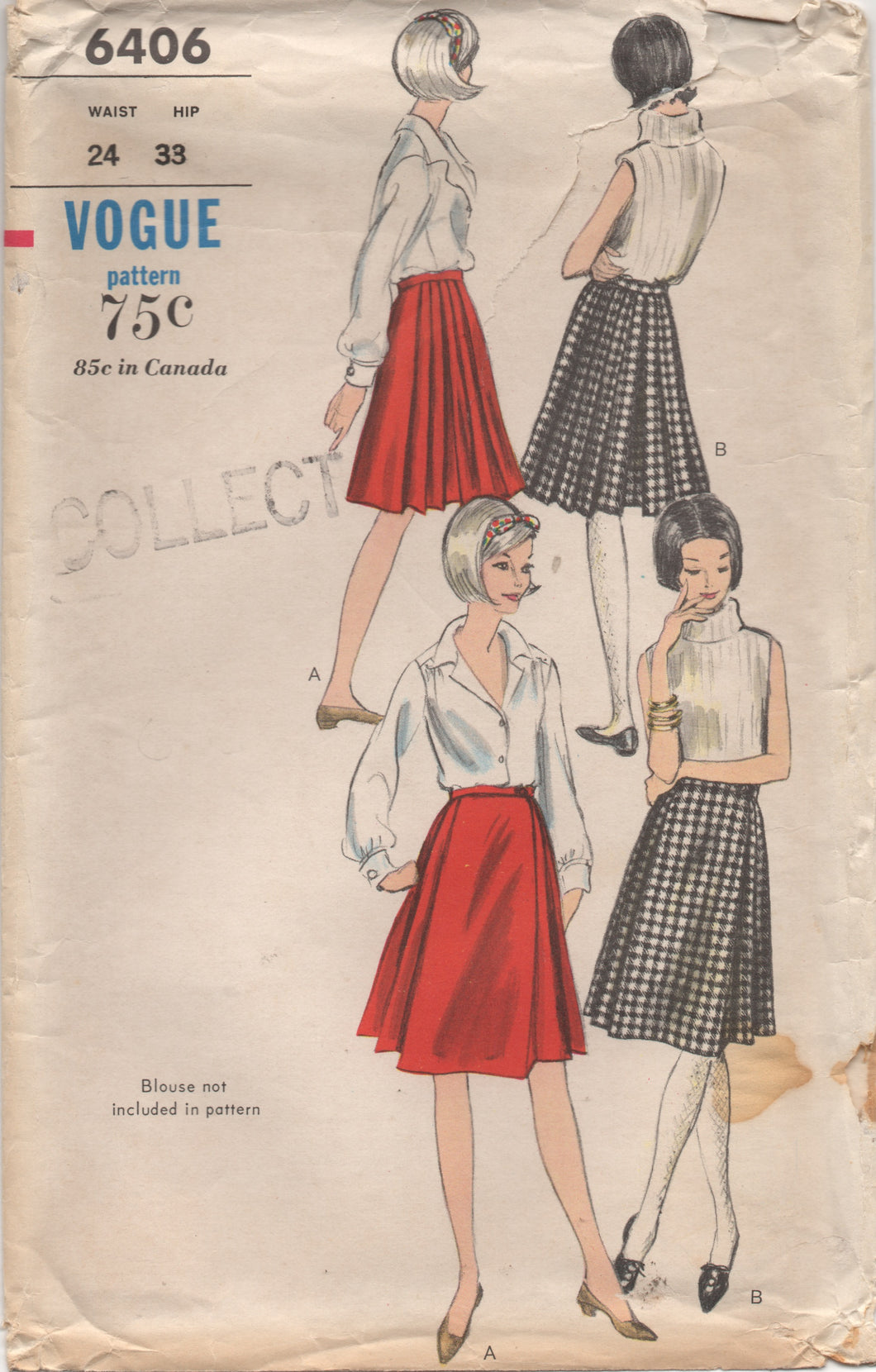 1960's Vogue Pleated Skirt in Two styles - Waist 24