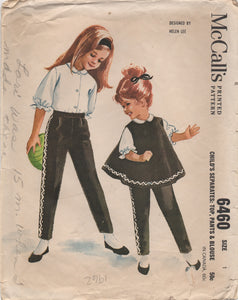 1960's McCall's Blouse with Peter Pan Collar, Tent Top and Slim Pants - Size 1 - No. 6460