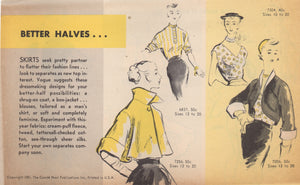 1950's Vogue Straight Skirt with Darts - Waist 24" - No. 6577