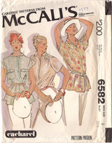 1970's McCall's Button Up or Pullover Blouse pattern - Bust 31.5" - Cacharel - No. 6582