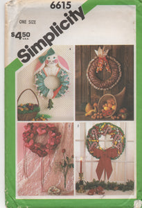 1980's Simplicity Wreath Patterns (Valentine's Day, Easter, Thanksgiving and Christmas)- One Size - No. 6615
