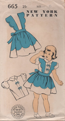 1950's New York Girl's Blouse and Skirt with Scallop Suspenders - Breast 24