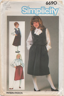 1980's Simplicity Child's Dress and Blouse with Bow accent - Chest 26-27-28.5