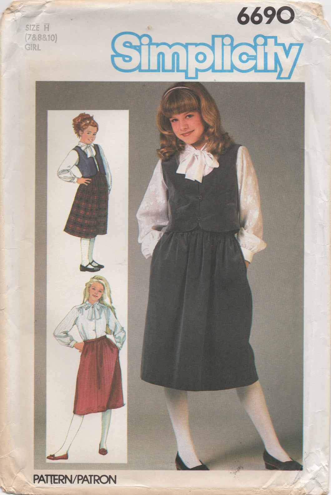 1980's Simplicity Child's Dress and Blouse with Bow accent - Chest 26-27-28.5