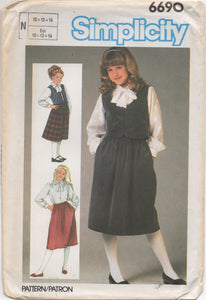 1980's Simplicity Child's Dress and Blouse with Bow accent - Bust 28.5-30-32" - No. 6690