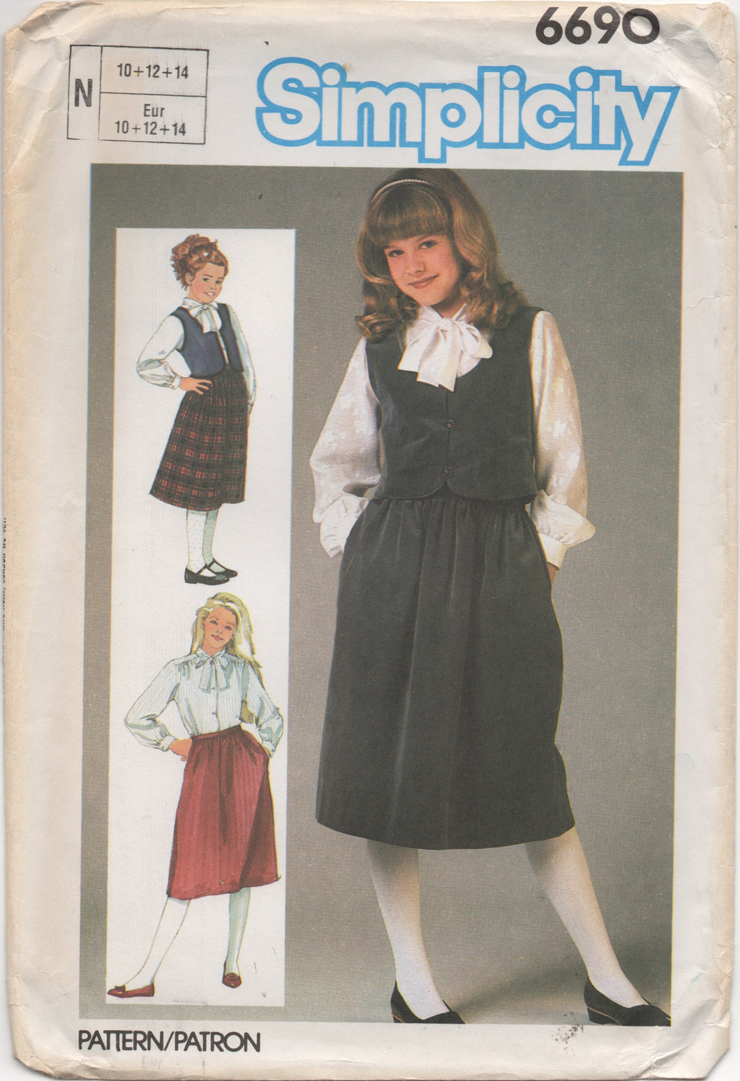 1980's Simplicity Child's Dress and Blouse with Bow accent - Bust 28.5-30-32