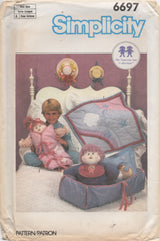 1980's Simplicity Moonbeam Doll Accessories (Quilt, Bunting and Carrier) - One Size - No. 6697