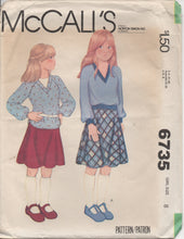 1970's McCall's Child's Pullover top and Skirt - Chest 27" - No. 6735