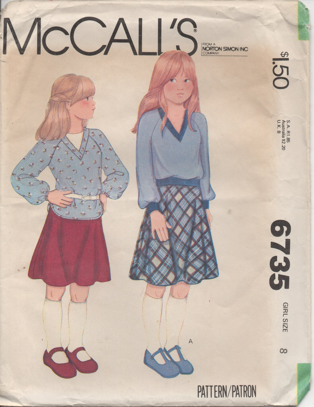 1970's McCall's Child's Pullover top and Skirt - Chest 27