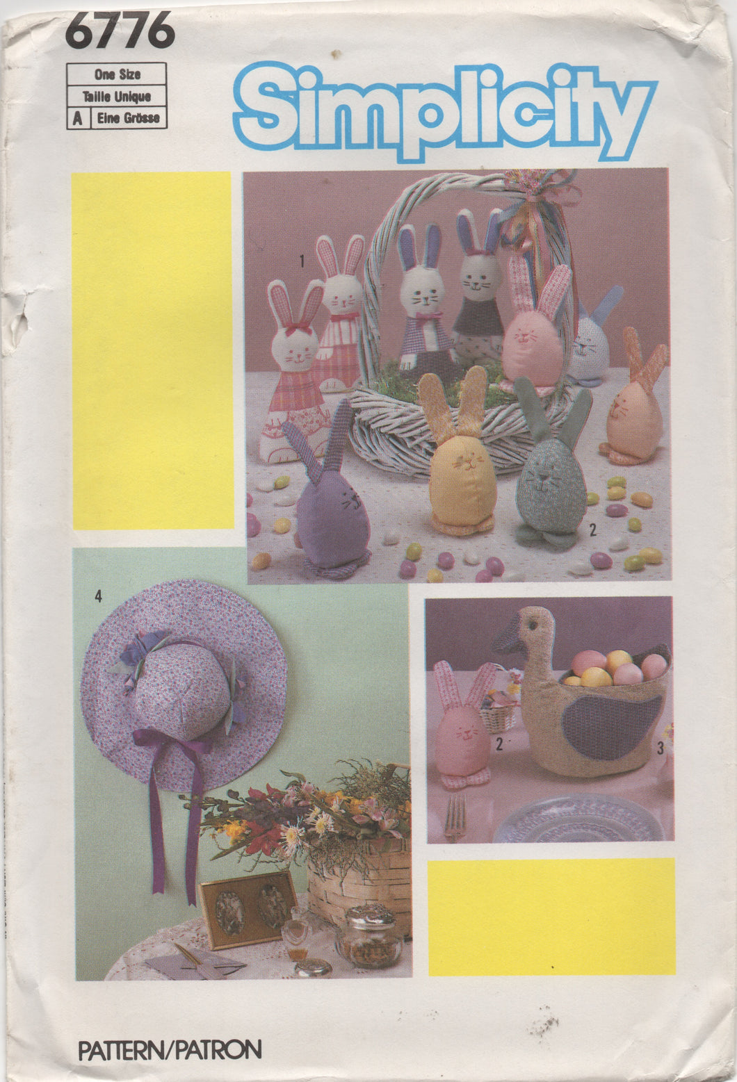 1980's Simplicity Easter Bunnies soft sculpture and Wall Hanging - No. 6776
