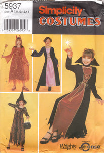 2000's Simplicity Child's Witch, Devil, Vampire, or Renaissance costume pattern - Size 7-14 - No. 5937