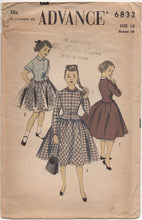 1950's Advance Child's Two Piece Dress with Flared Skirt and Overblouse - Chest 28" - No. 6832