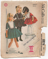 1960's McCall's by Helen Lee Girl's Dress with attached Petticoat - Bust 21" - No. 6974