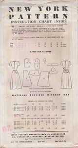 1950's New York One Piece Dress with Contrast Yoke, Side Pleating and Back Peplum - Bust 31" - No. 700