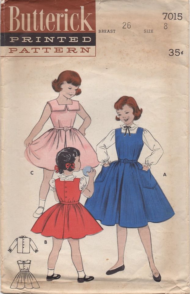 1950's Butterick Child's One Piece Dress and Blouse - Chest 26" - No. 7015