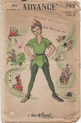 1950's Advance Peter Pan Costume Tunic and Hat - Chest 23" - No. 709