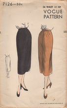 1950's Vogue Straight Skirt with Darts - Waist 24" - No. 7126