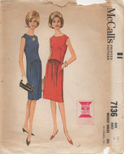 1960's McCall's One Piece Shift Dress with Gathered Waist Dress Pattern - Bust 32" - No. 7136