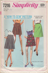 1960's Simplicity How-to-Sew Straight and A-line Pleated Skirt - Waist 30" - No. 7216