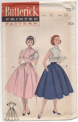 1950's Butterick One Piece Dress with Full Circle Skirt - Bust 31" - No. 7217