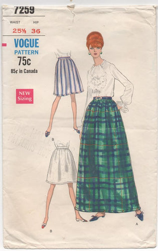 1960's Vogue Maxi or Midi Skirt - Waist 25.5