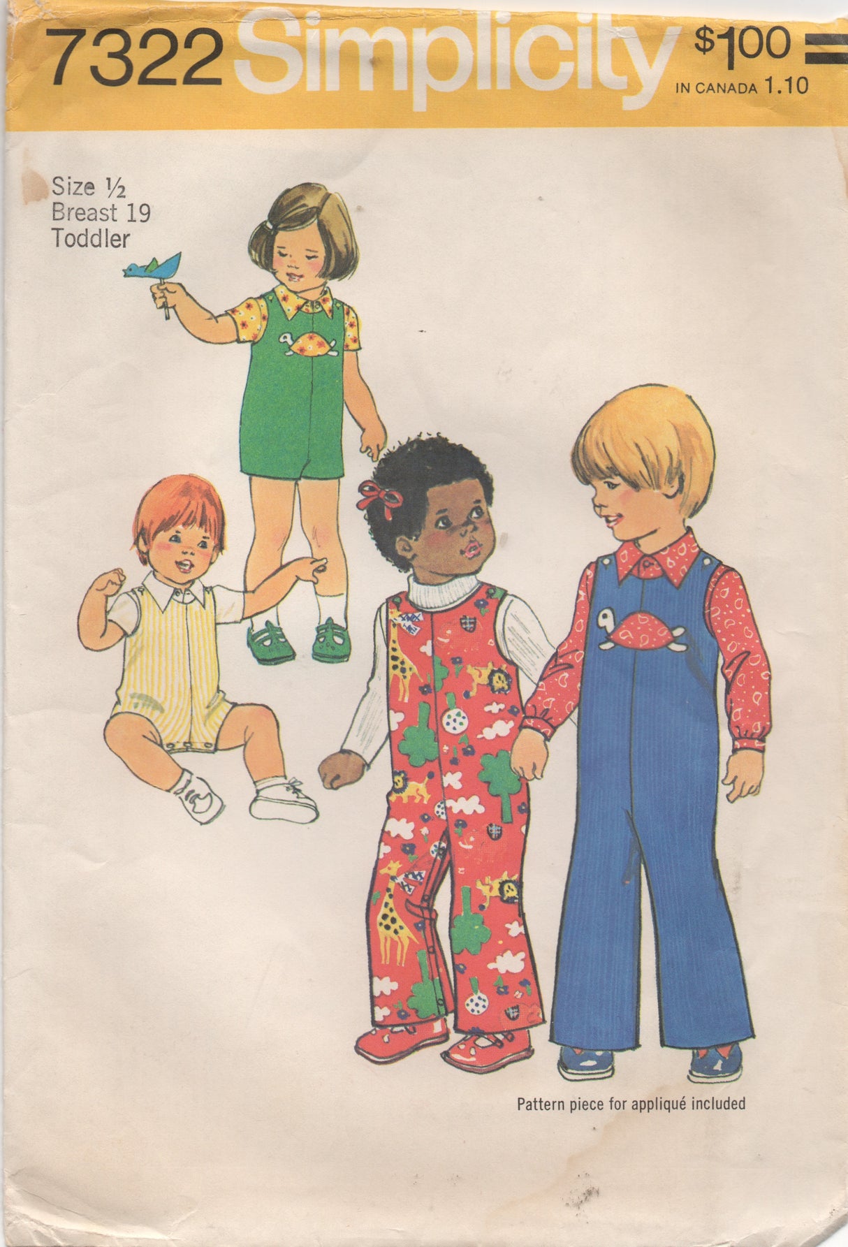 1970's Simplicity Child's Jumpsuit with pockets - Breast 23" - No. 7277