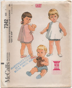 1960's McCall's Child's Reversible Top and Bloomers - Chest 21" - No. 7342