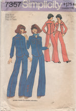 1970's Simplicity Button up Shirt and Wide-Leg Pants - Bust 30.5" - No. 7357