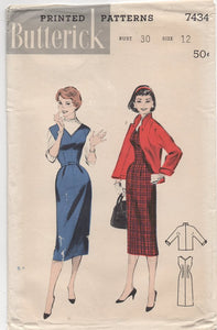 1950's Butterick V-neck Jumper and Jacket - Bust 30" - No. 7434