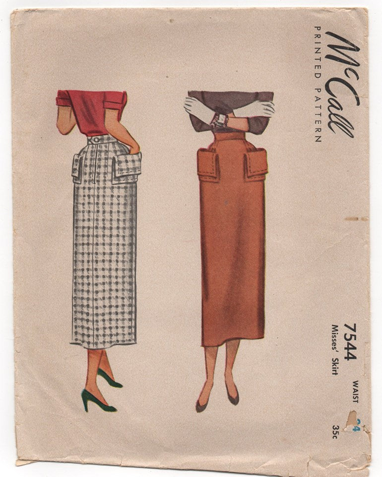 1949 McCall Slim fit skirt with fold over pocket - Waist 24