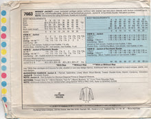 1980's McCall's Palmer & Pletsch Blazer Pattern - Bust 31.5" - no. 7663