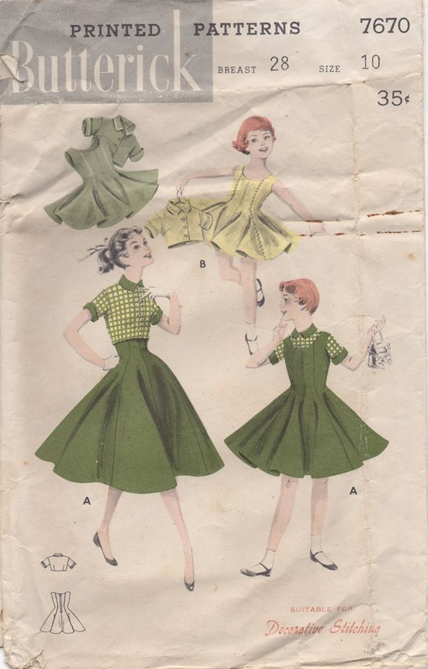 1950’s Butterick Child's One Piece dress and Jacket or blouse - Chest 28