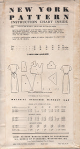 1950's New York Shirtwaist Dress with Triangular Yoke and Attachable Apron - Bust 32" - UC/FF - No. 771