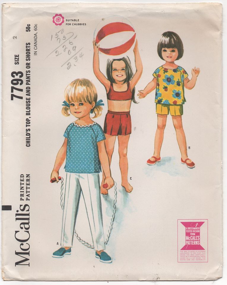 1960's McCall's Child's Top and Shorts or Pants - Chest 21