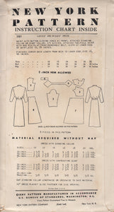 1950's New York One Piece Dress with Mandarin Collar, Pleated Skirt and Ascot - Bust 32" - No. 783